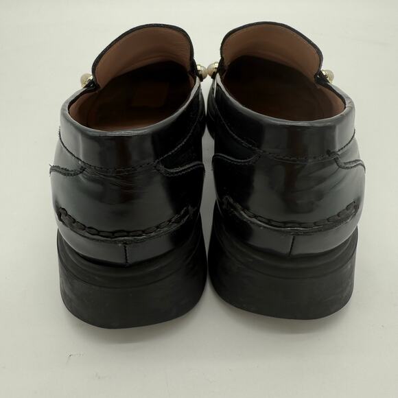 STUART WEITZMAN Suki Patent Pearly Slip On Loafers Black Preppy Academia 7.5 - Picture 5 of 6